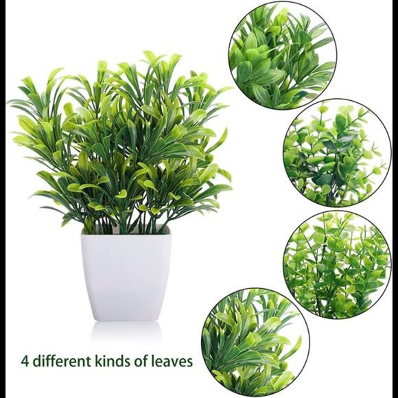 Set of 4 Artificial Plants Fake Mini Potted Plant Small Greenery Decor - Picture 6 of 6